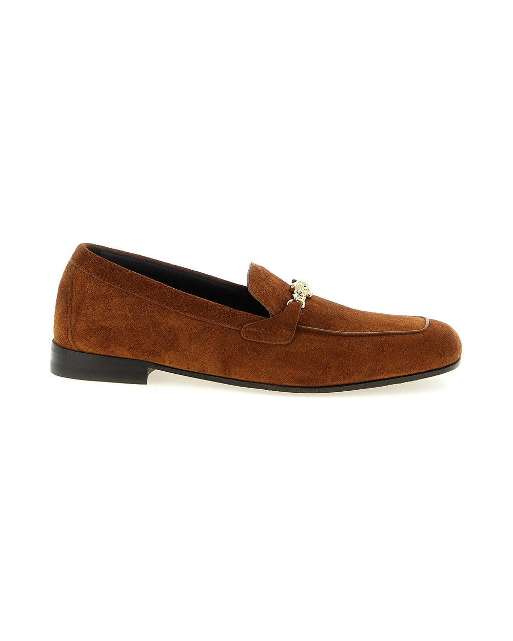 Versace Brown Calfskin Slip-On Loafers
