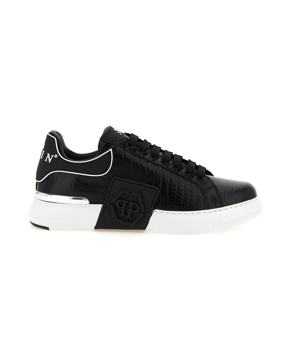 Philipp Plein Black Cowhide Low Top Sneakers