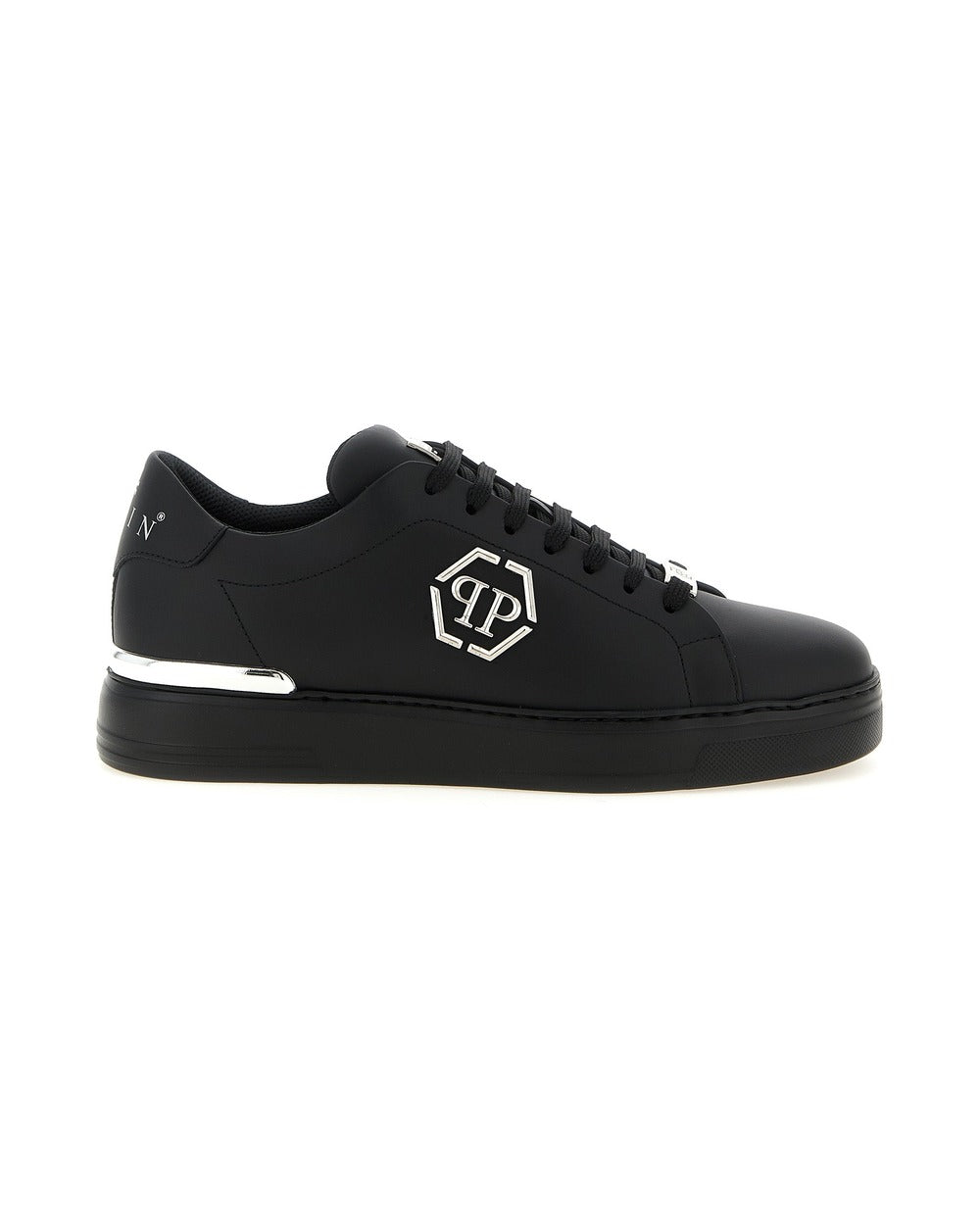 Philipp Plein Black Calfskin Low Top Sneakers