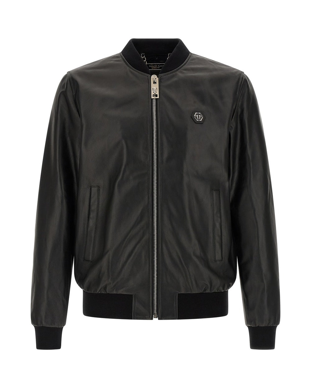 Philipp Plein Black Lambskin Leather Jacket