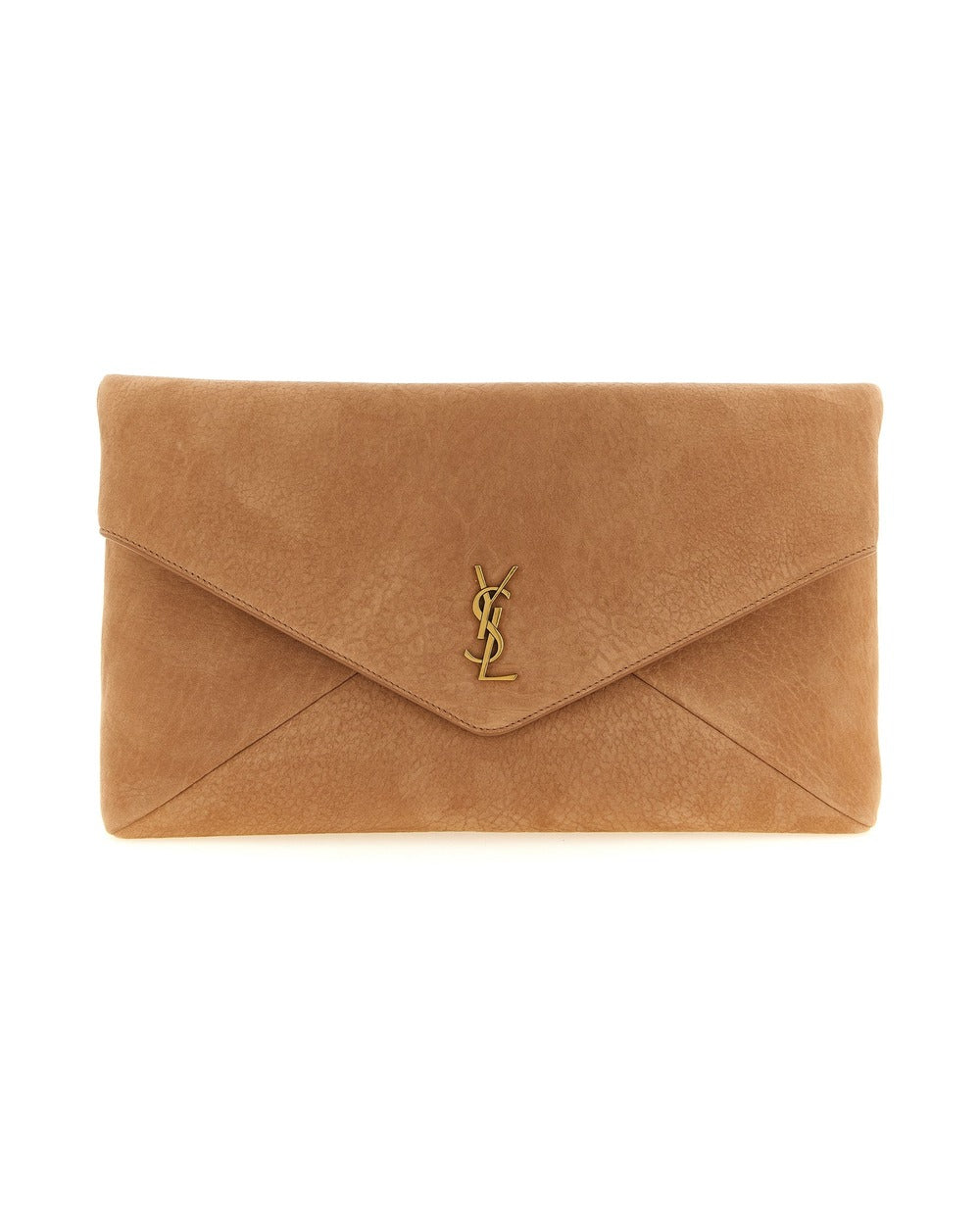 Saint Laurent Brown Lamb Leather Clutch Bag