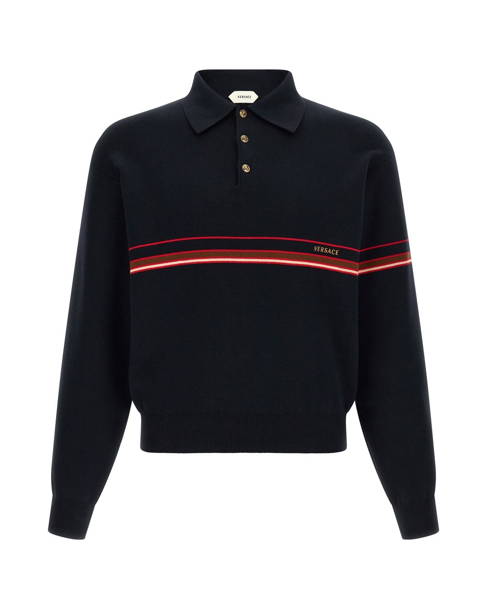 Versace Blue Cotton Polo Shirt