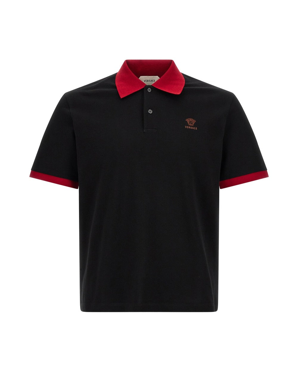 Versace Black Cotton Polo Shirt
