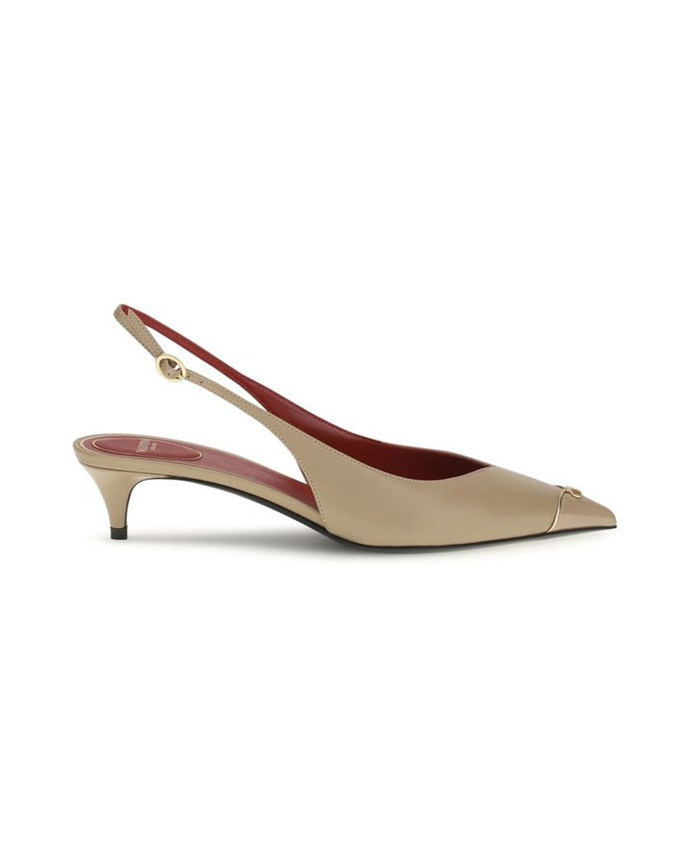 Valentino Garavani Beige Calf Leather Bos Taurus Mid Heel Pumps
