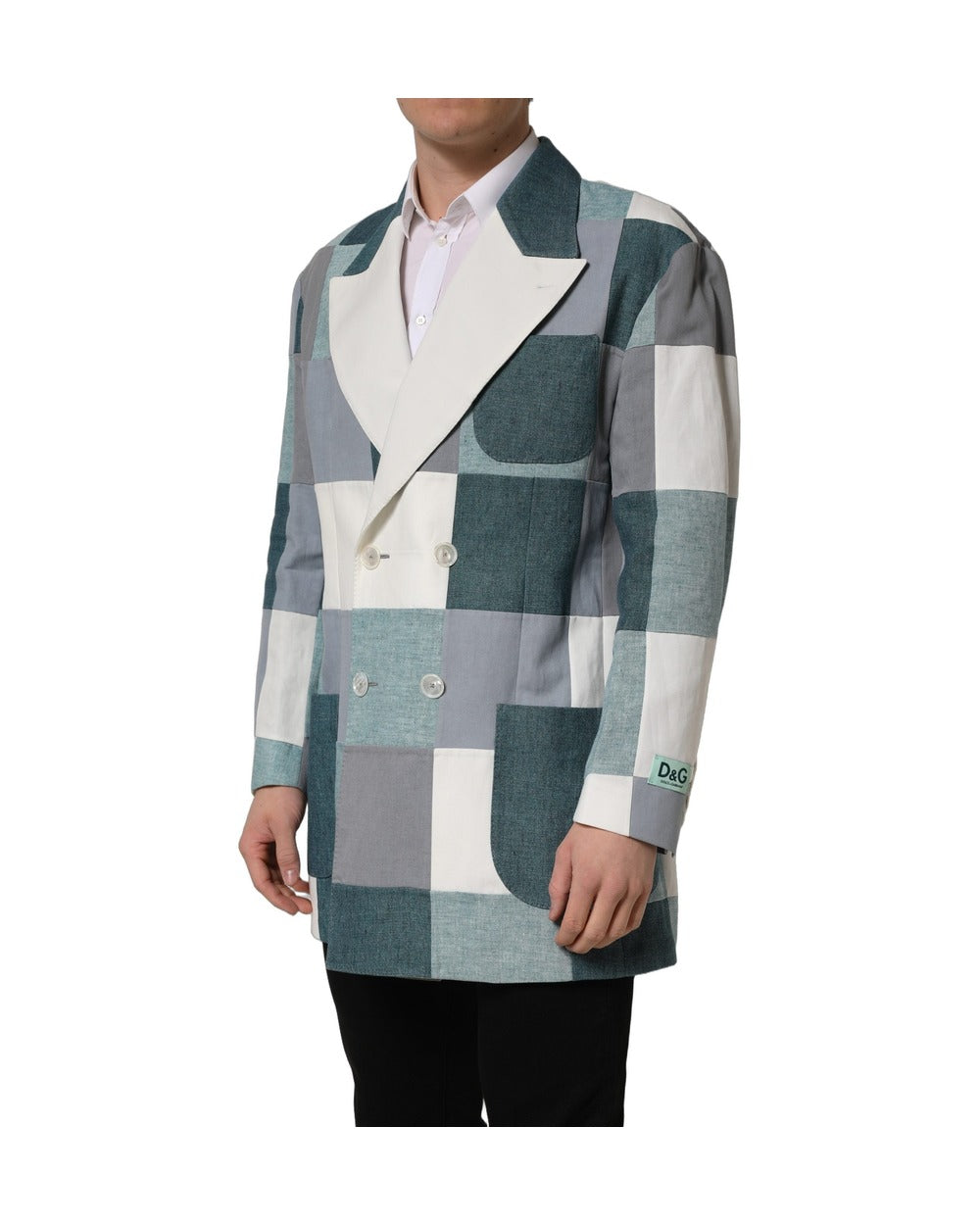 Dolce & Gabbana Multicolor Patchwork Linen Double Breasted Jacket