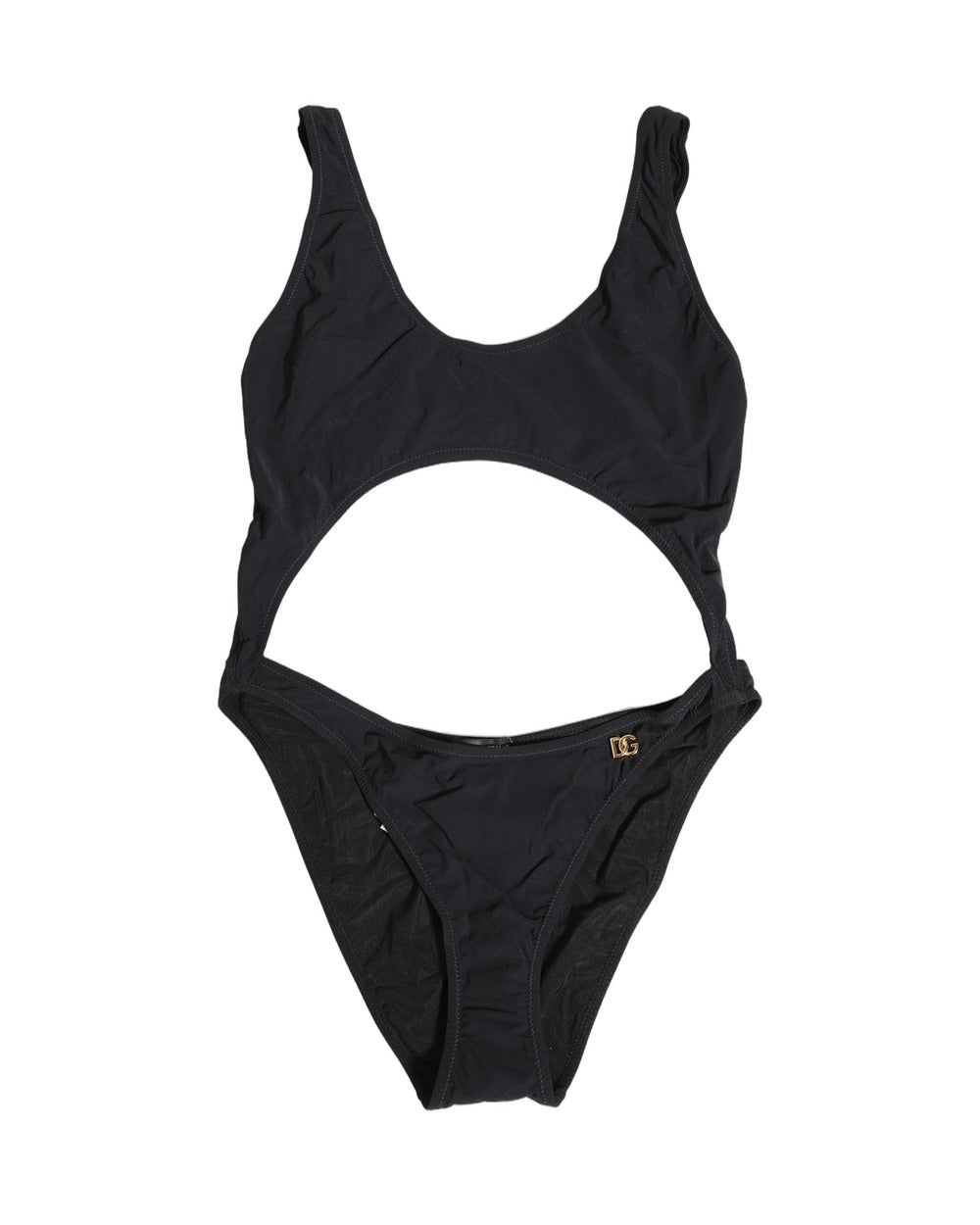 Dolce & Gabbana Black Cutout Logo One Piece Swimsuit Swimwear