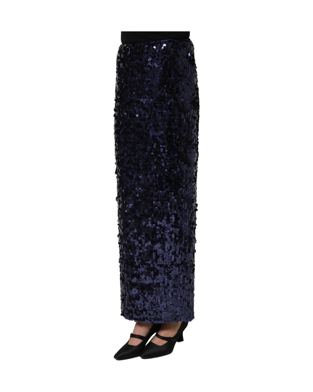 Dolce & Gabbana Blue Sequin High Waist PencilCut Midi Skirt