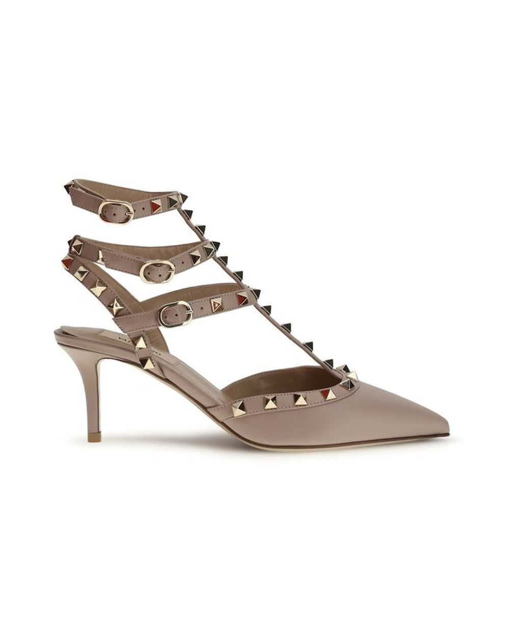 Valentino Garavani Beige Calf Leather Bos Taurus Mid Heel Pumps