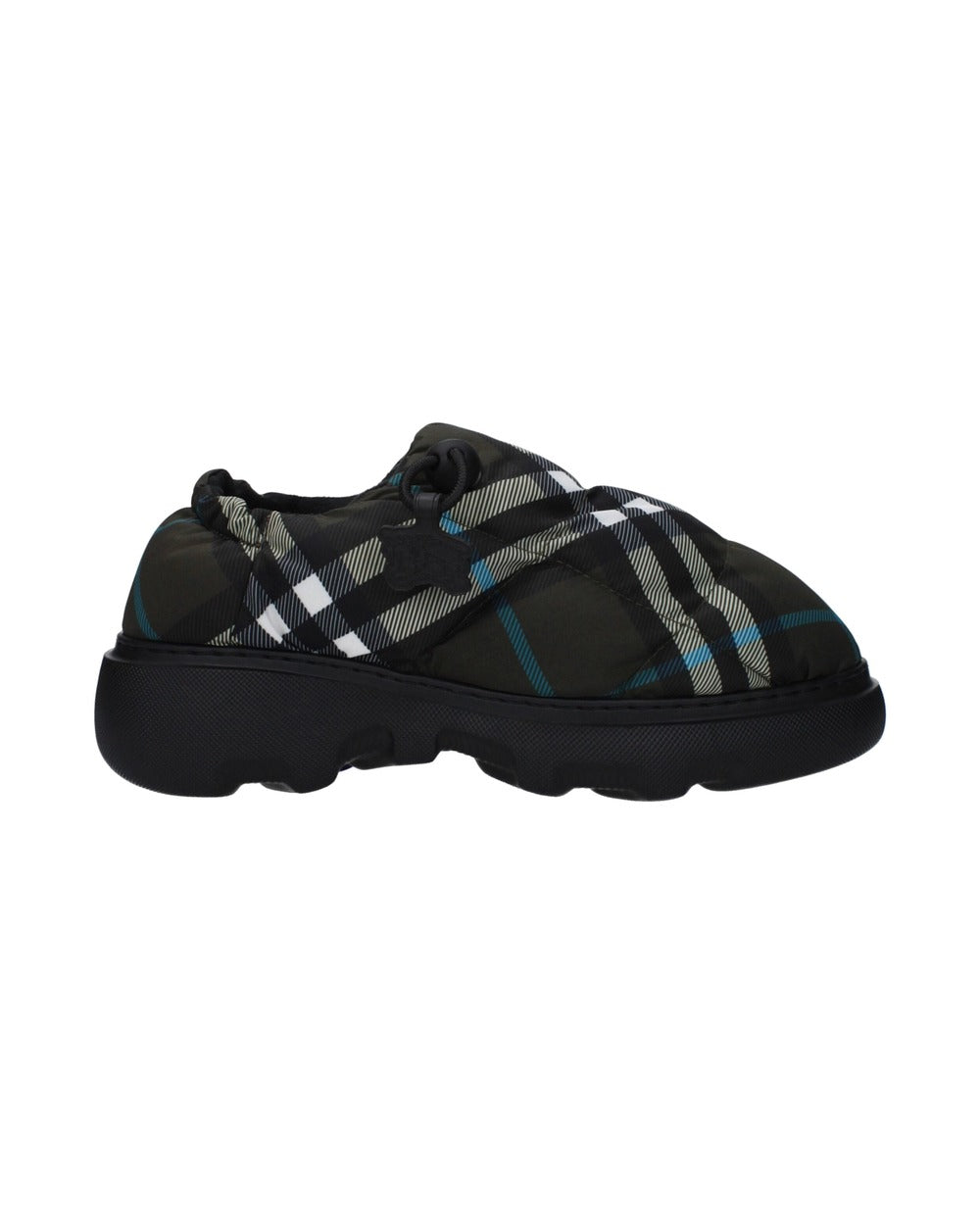 Burberry Green Fabric Slip-On Loafers