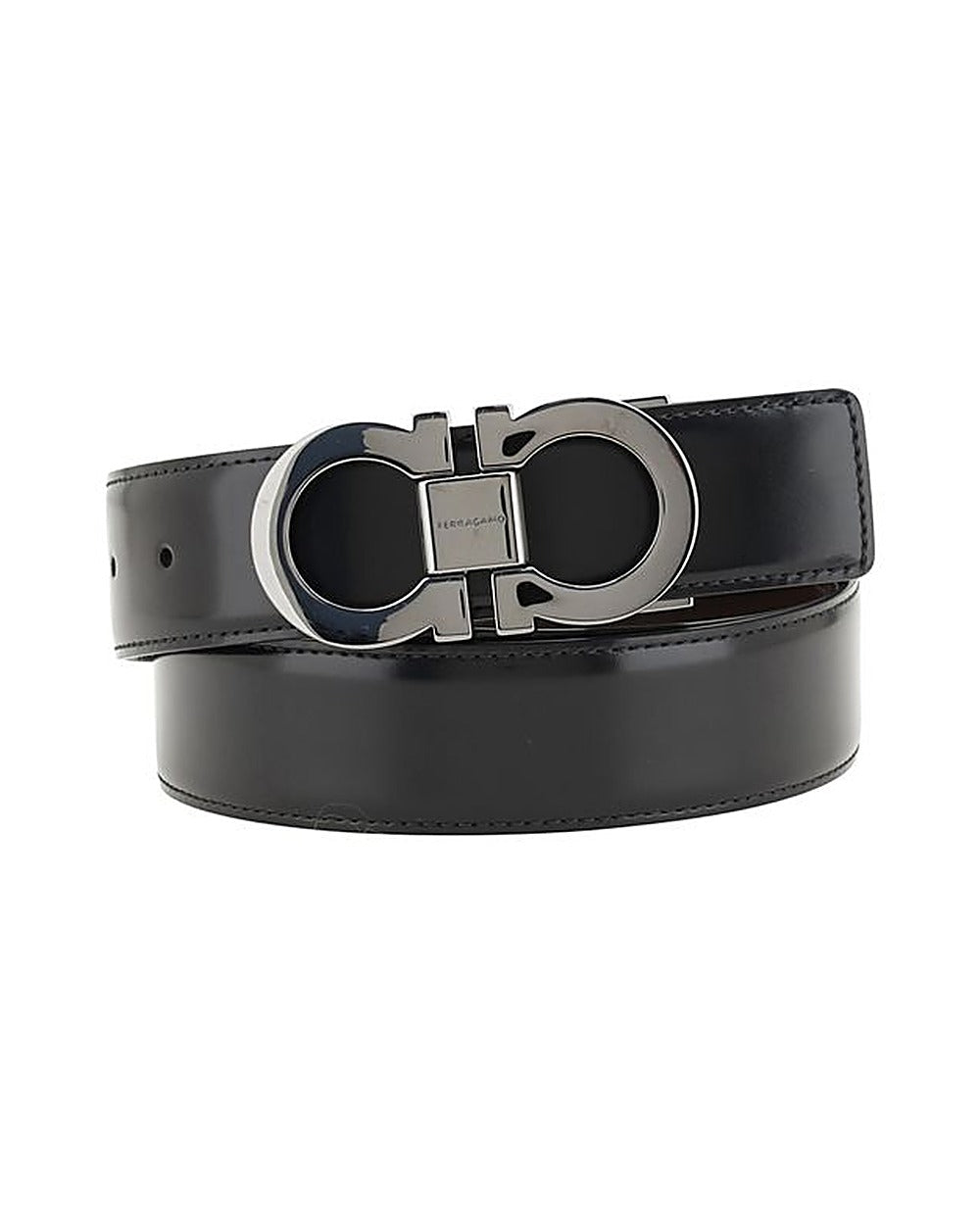 Ferragamo Black Calf Leather Bos Taurus Belt