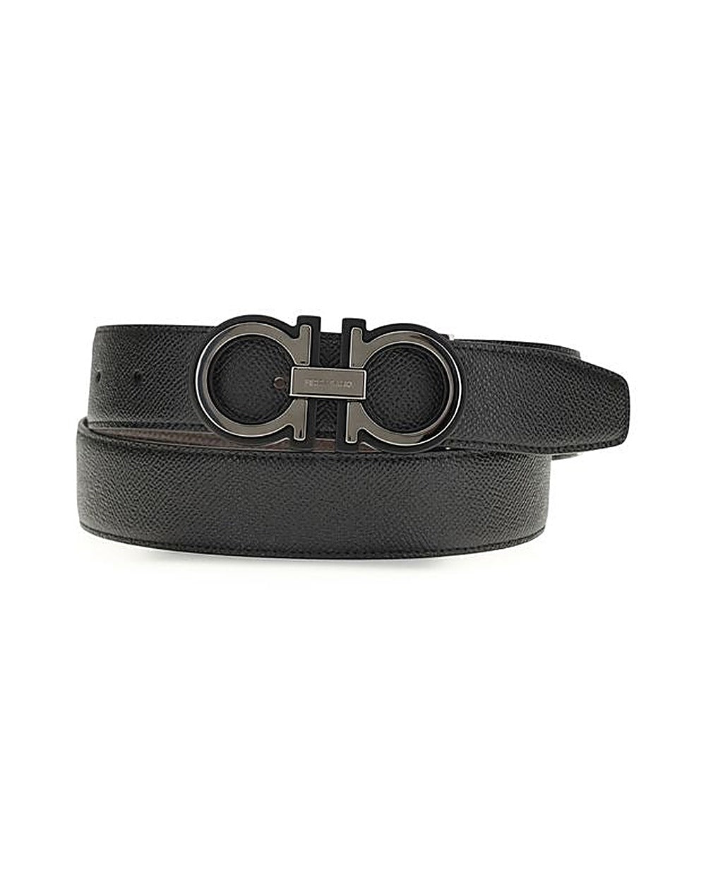 Ferragamo Black Calf Leather Bos Taurus Regular Belt