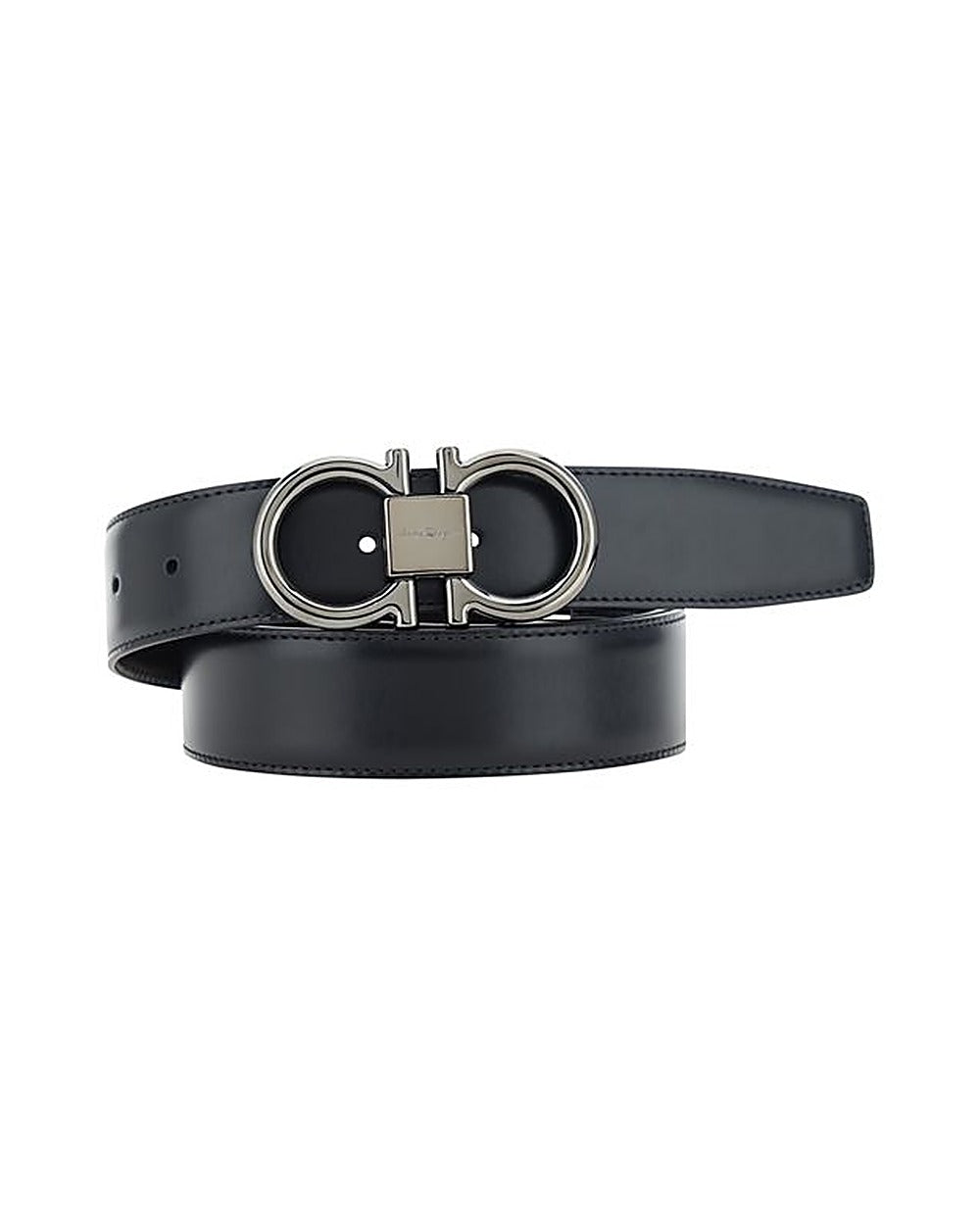 Ferragamo Black Calf Leather Bos Taurus Regular Belt
