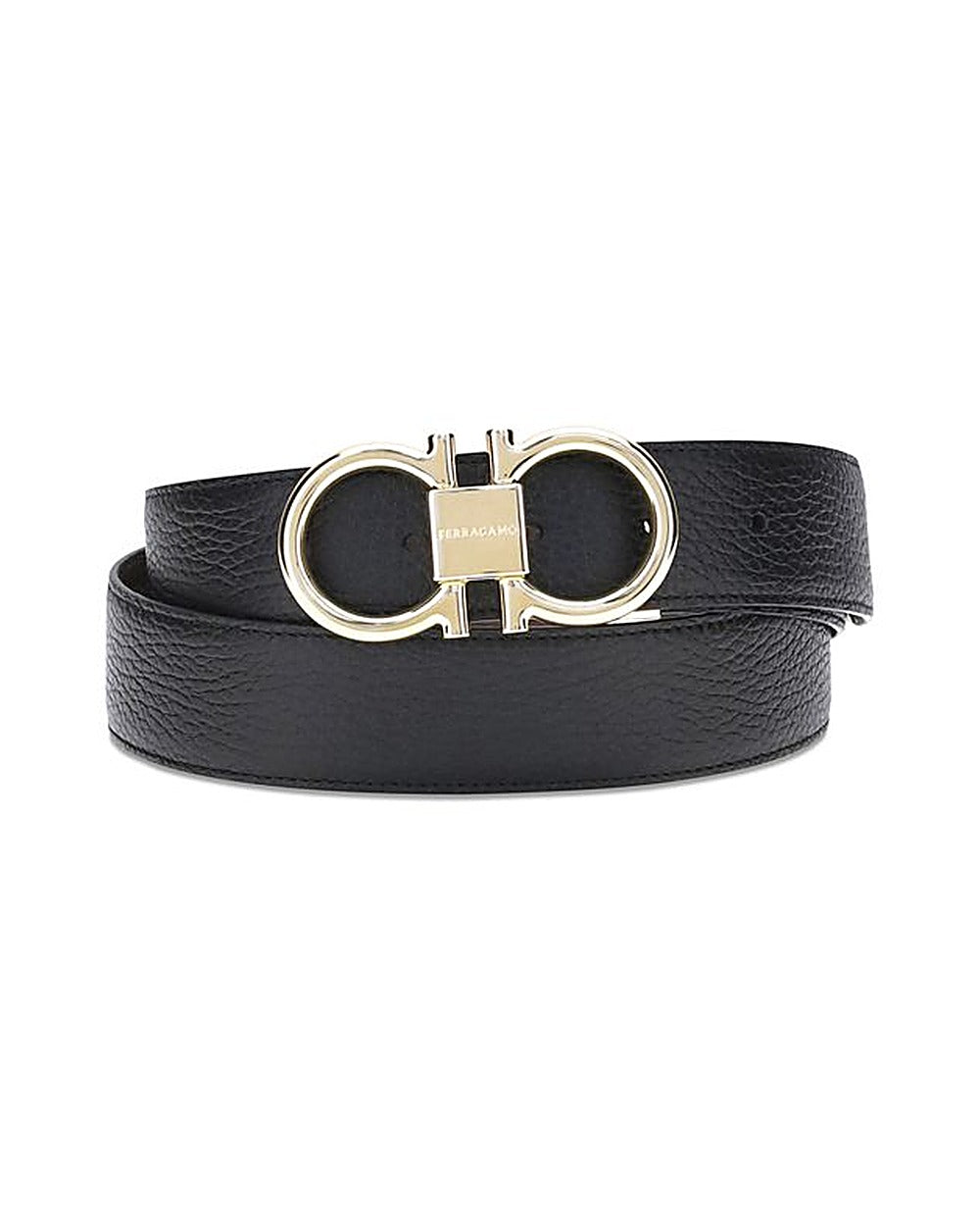 Ferragamo Black Calf Leather Bos Taurus Belt