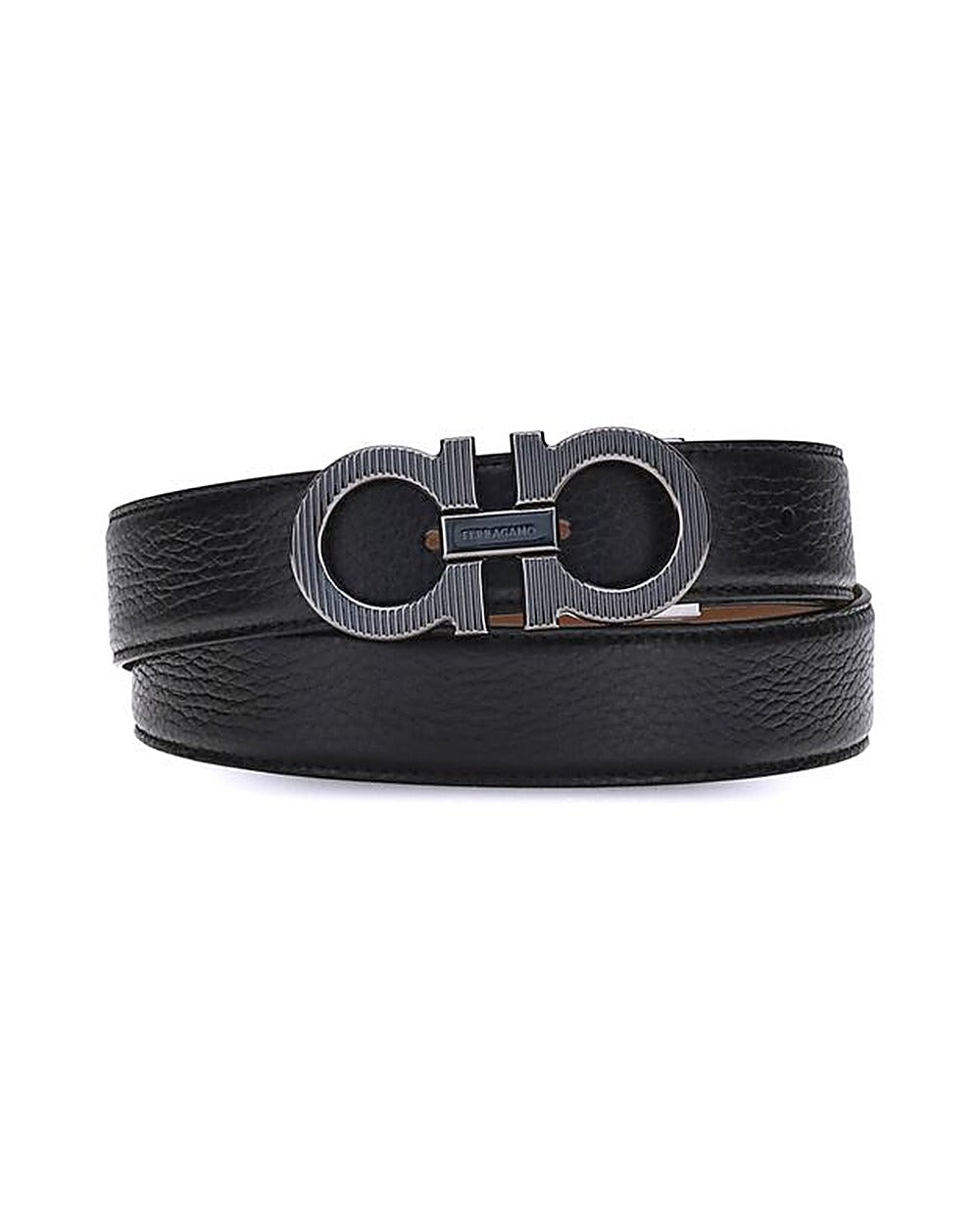 Ferragamo Black Calf Leather Bos Taurus Regular Belt