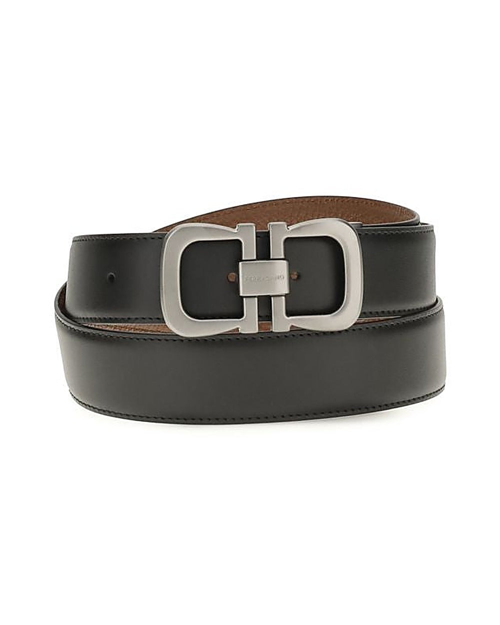 Ferragamo Black Calf Leather Bos Taurus Regular Belt