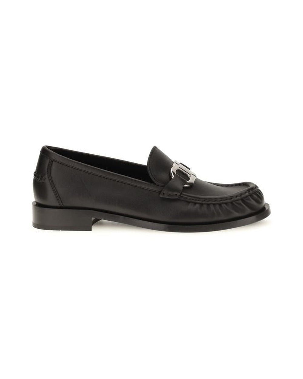 Ferragamo Black Calf Leather Bos Taurus Slip-On Loafers