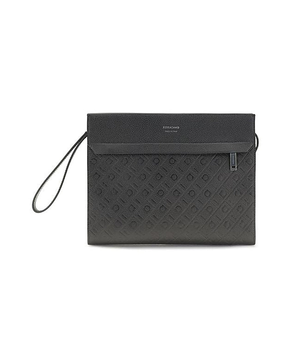 Ferragamo Black Calf Leather Bos Taurus Handbag