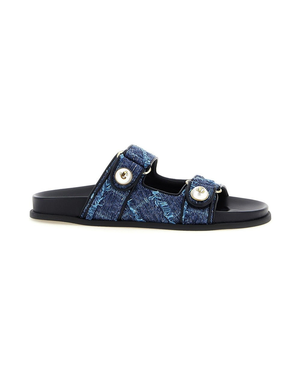 Jimmy Choo Blue Tencel Slides
