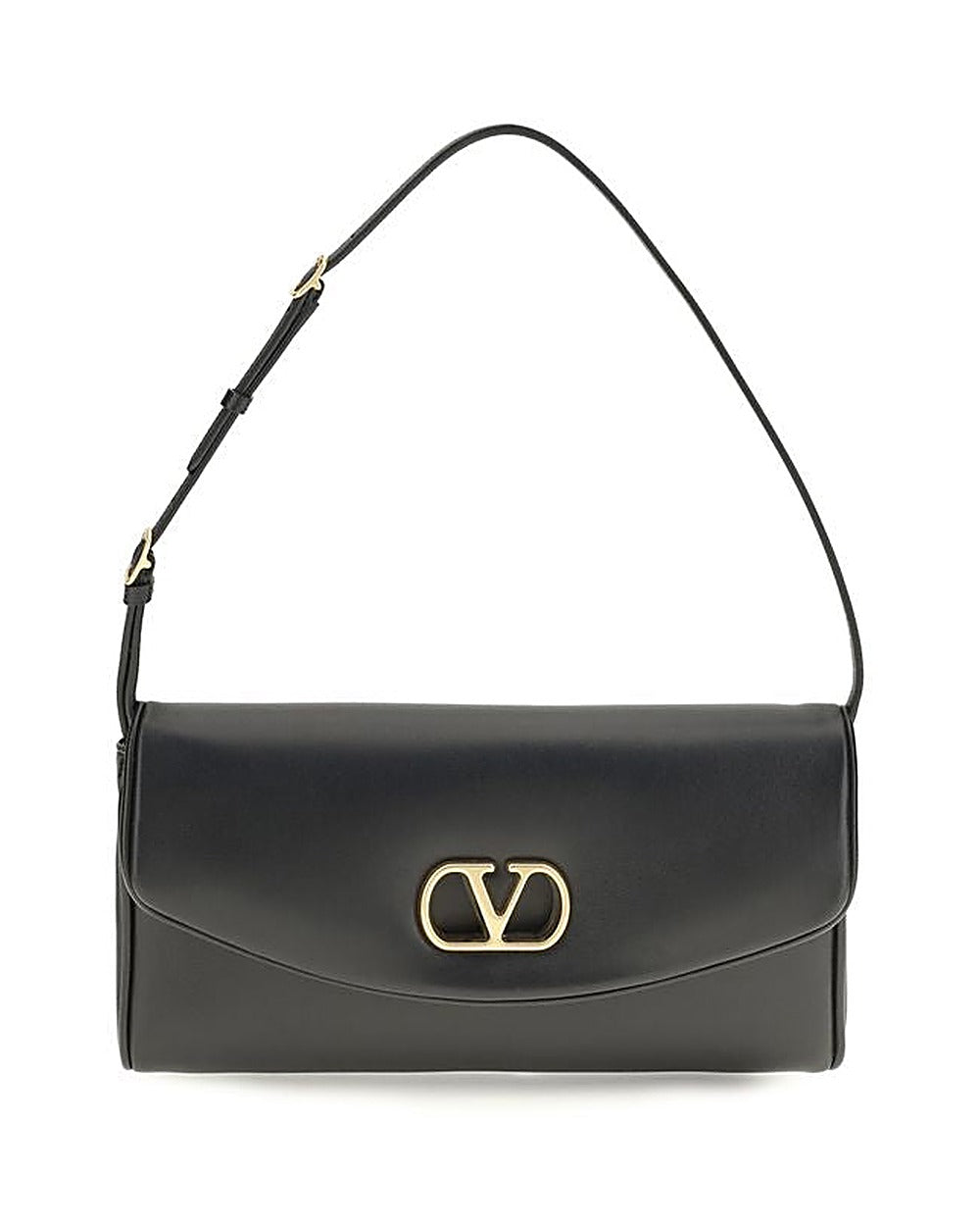 Valentino Garavani Black Calf Leather Bos Taurus Shoulder Bag