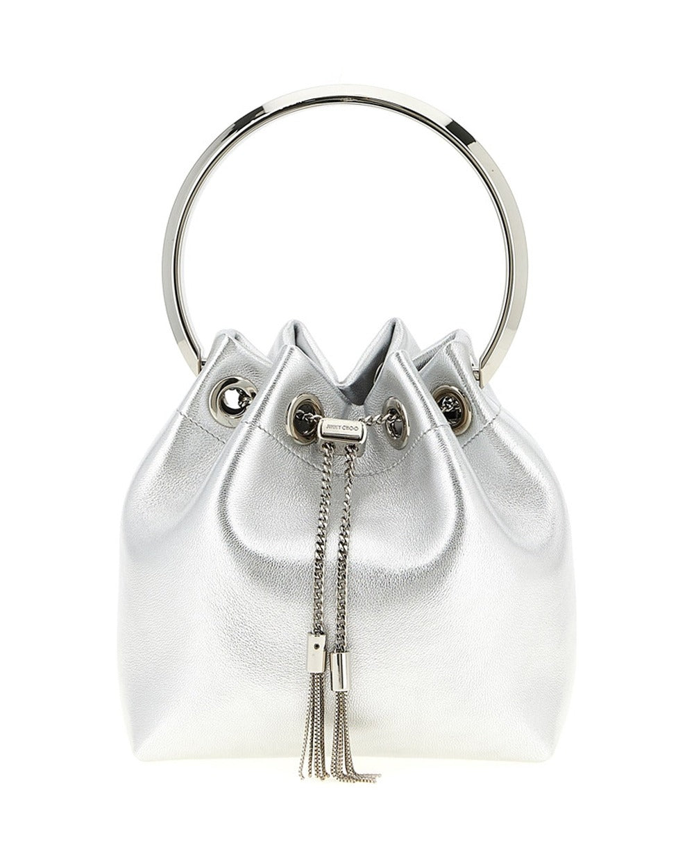 Jimmy Choo Silver Lamb Leather Handbag