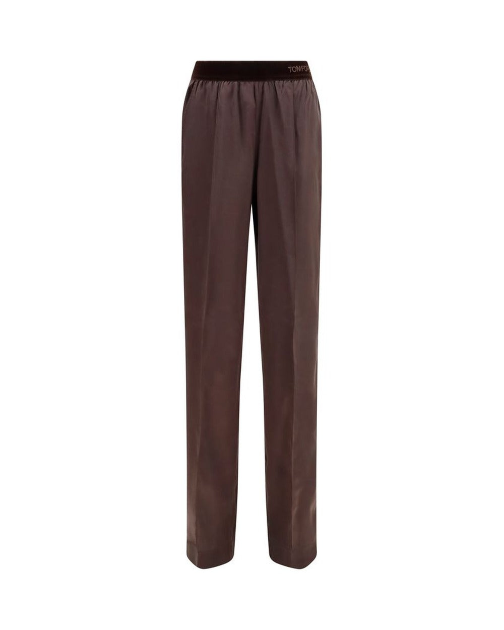 Brown Silk Casual Pants