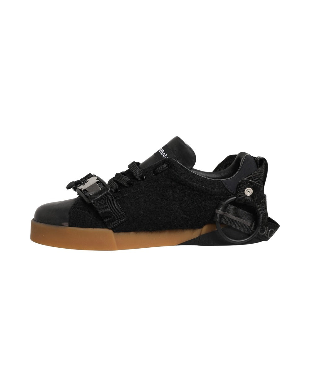 Dolce & Gabbana Black Leather Low Trainers Men Sneakers Shoes