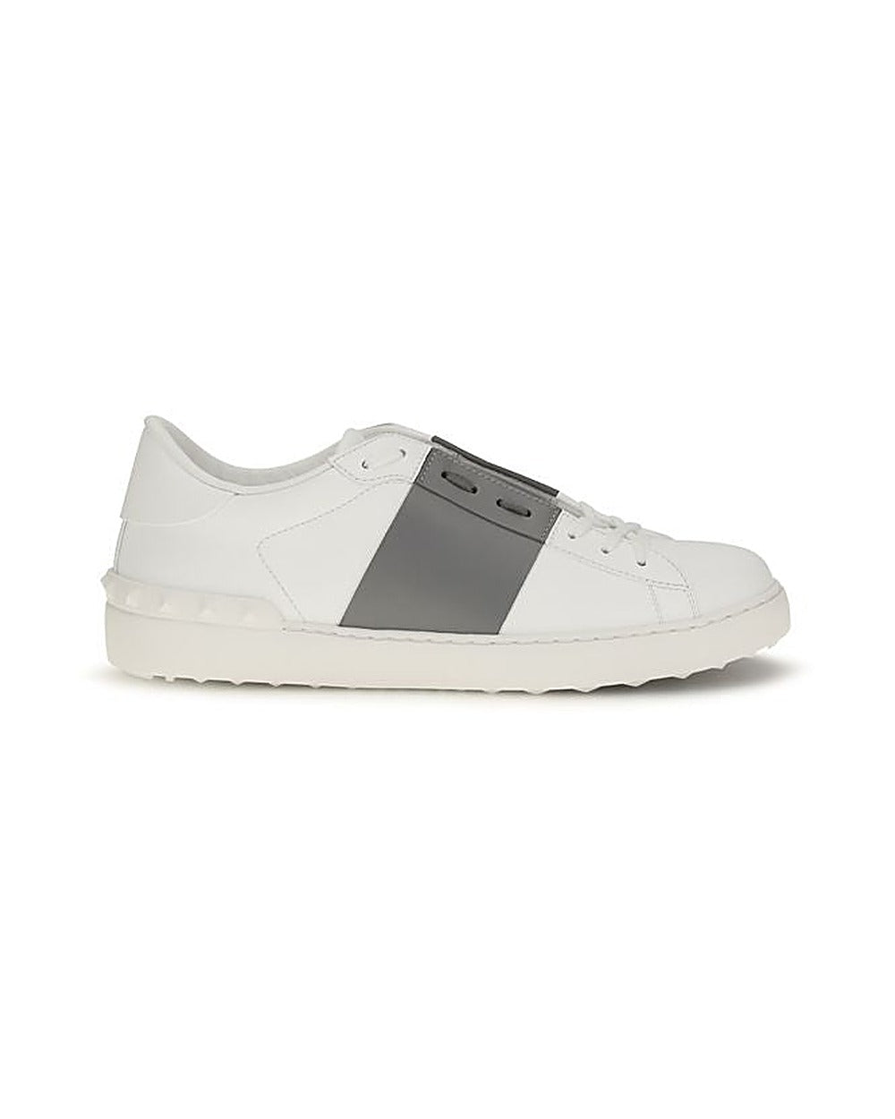 Valentino Garavani Silver Calf Leather Bos Taurus Low Top Sneakers