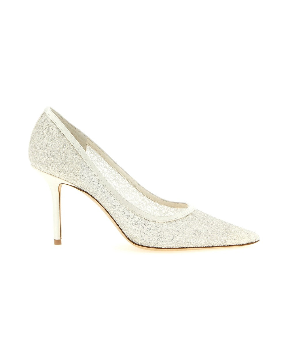 Jimmy Choo White Tencel High Heel Pumps