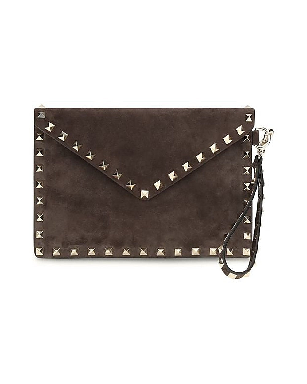 Valentino Garavani Brown Suede Leather Clutch Bag