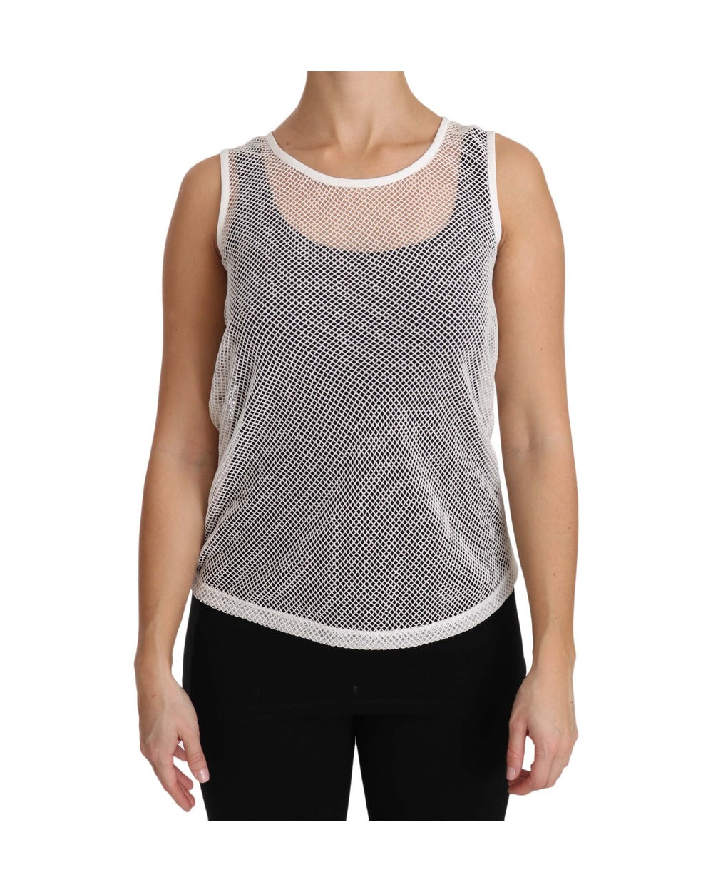 Dolce & Gabbana White Net Transparent Sleeveless Tank Top