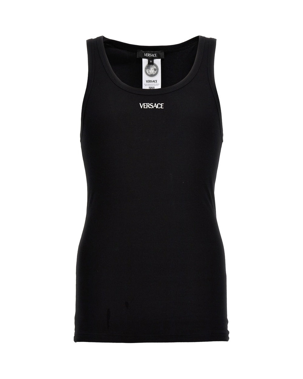 Versace Black Cotton Sleeveles T-Shirt