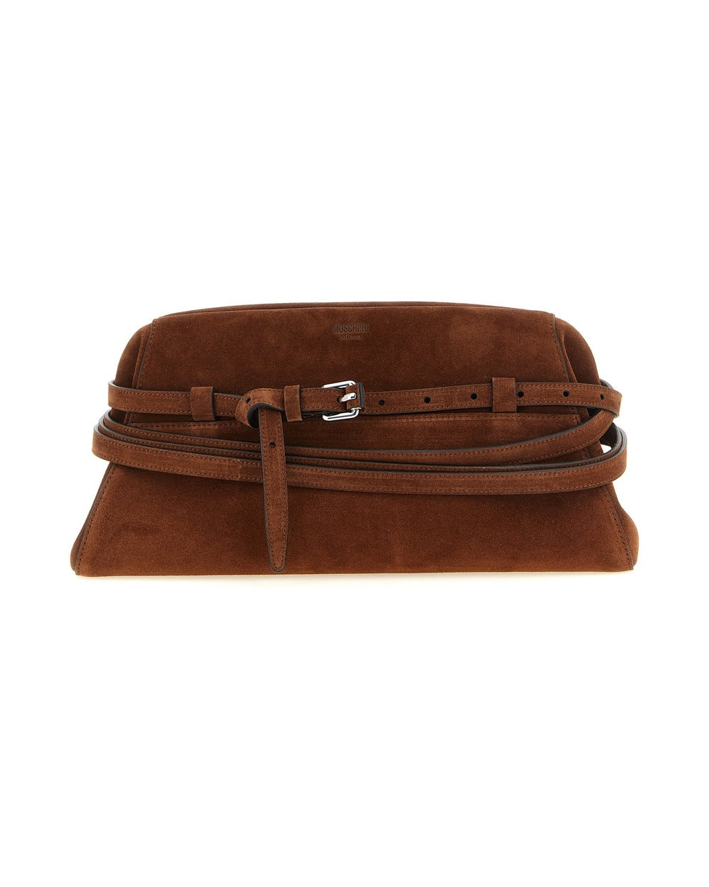 Moschino Brown Calfskin Clutch Bag