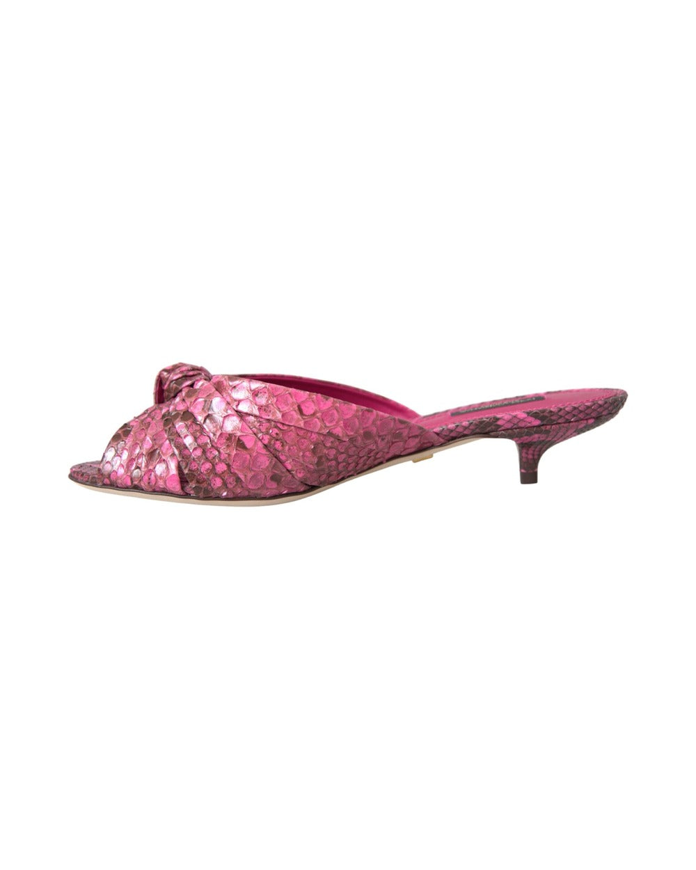 Dolce & Gabbana Pink Exotic Leather Kitten Heels Slides Shoes