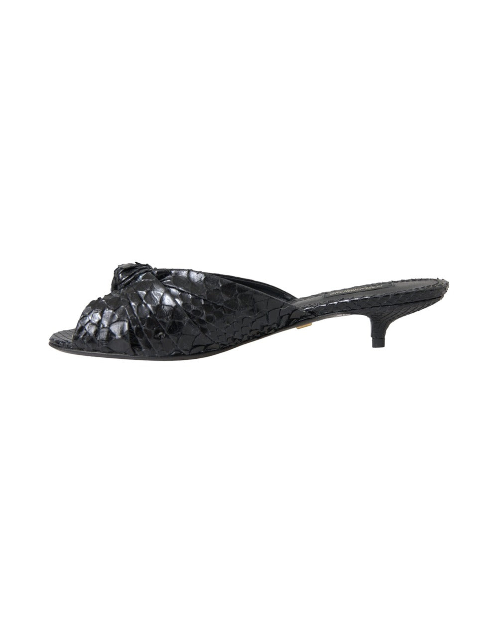 Dolce & Gabbana Black Exotic Leather Heels Slides Shoes