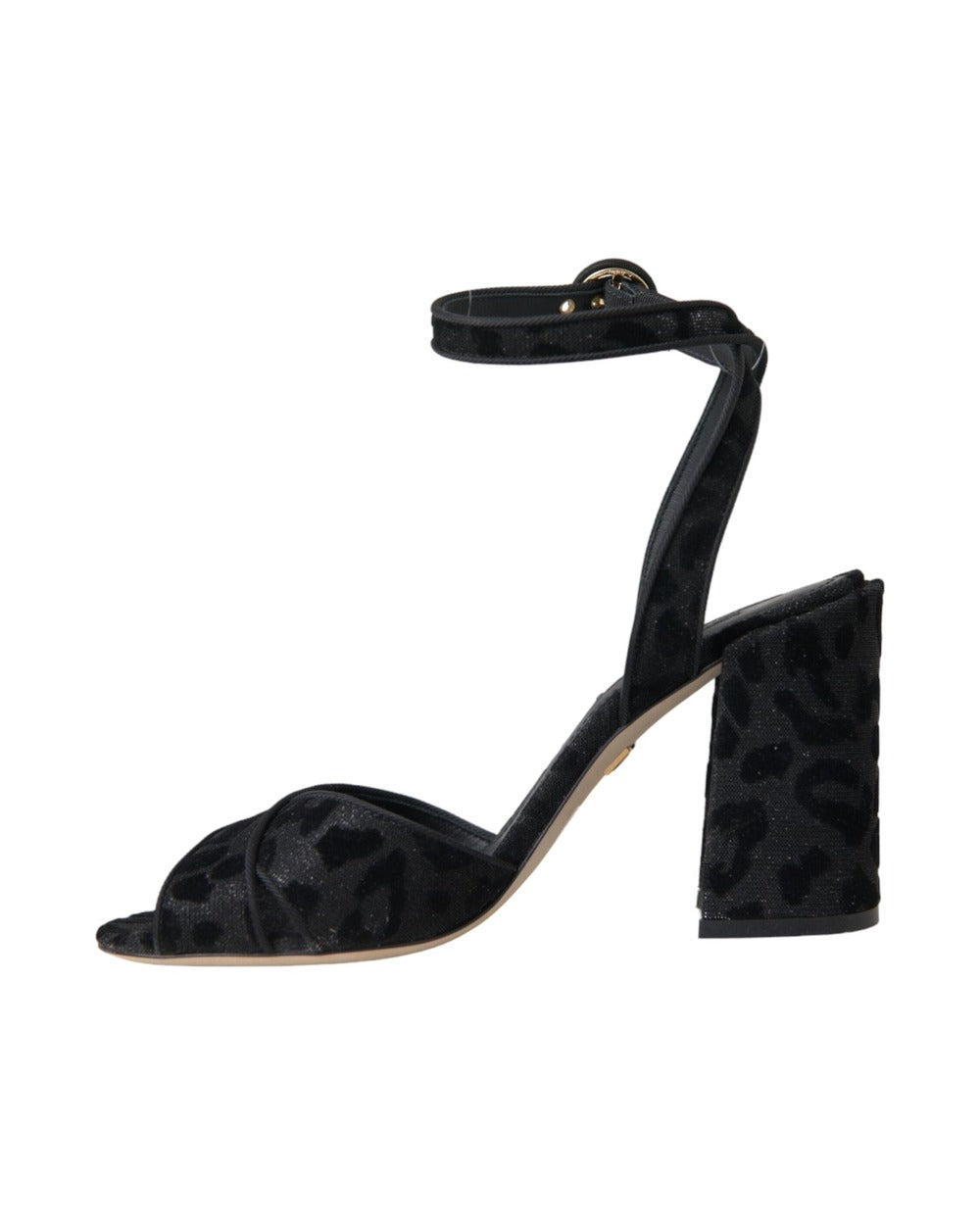 Dolce & Gabbana Black Leopard Suede Heels Sandals Shoes