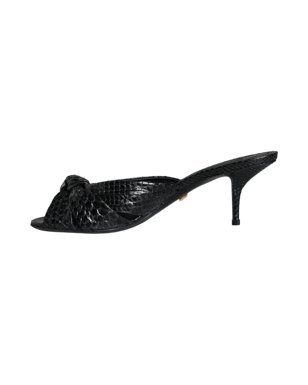 Dolce & Gabbana Black Leather Heels Slides Sandals Shoes