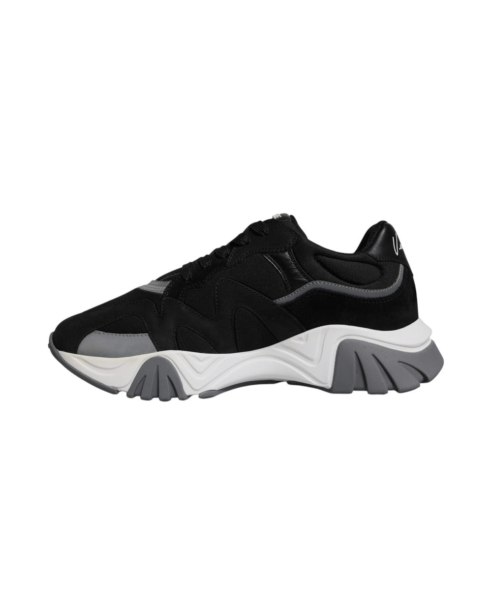 Versace Black Leather Neoprene Chunky Low Top Sneakers Squalo Shoes