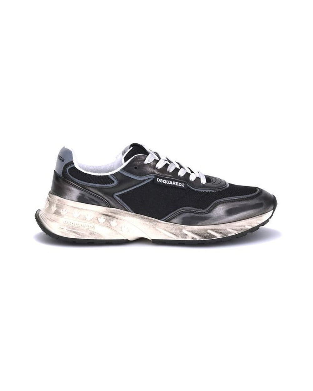 Dsquared² Black Calf Leather Bos Taurus Athletic Sneakers