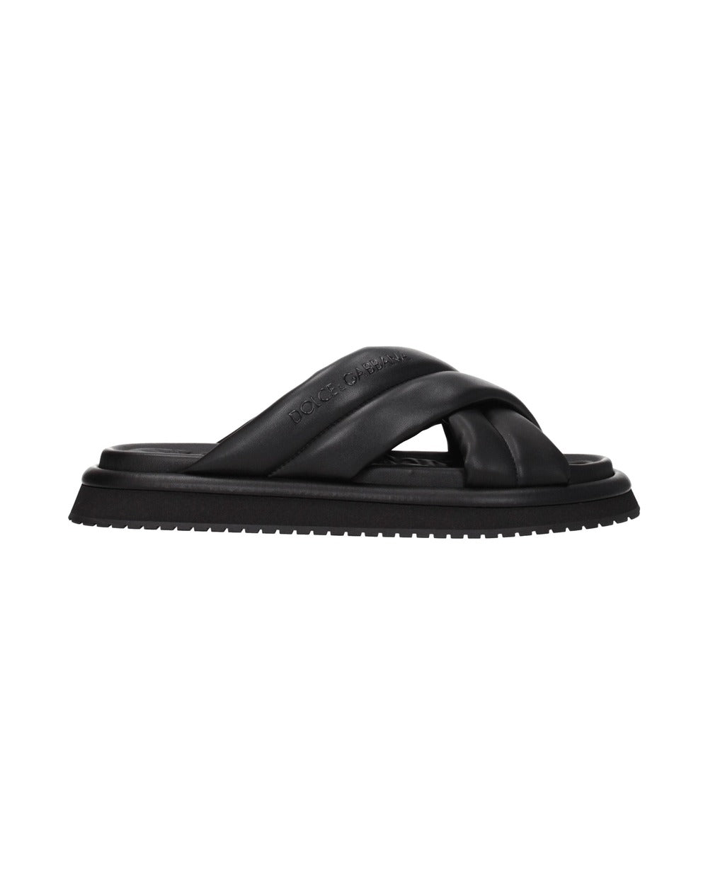 Dolce & Gabbana Black Leather Slippers