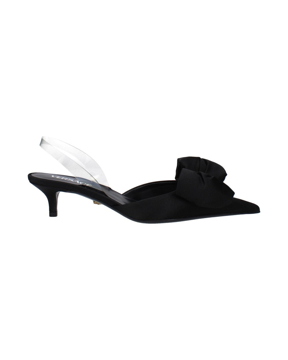 Versace Black Satin Flat Sandals