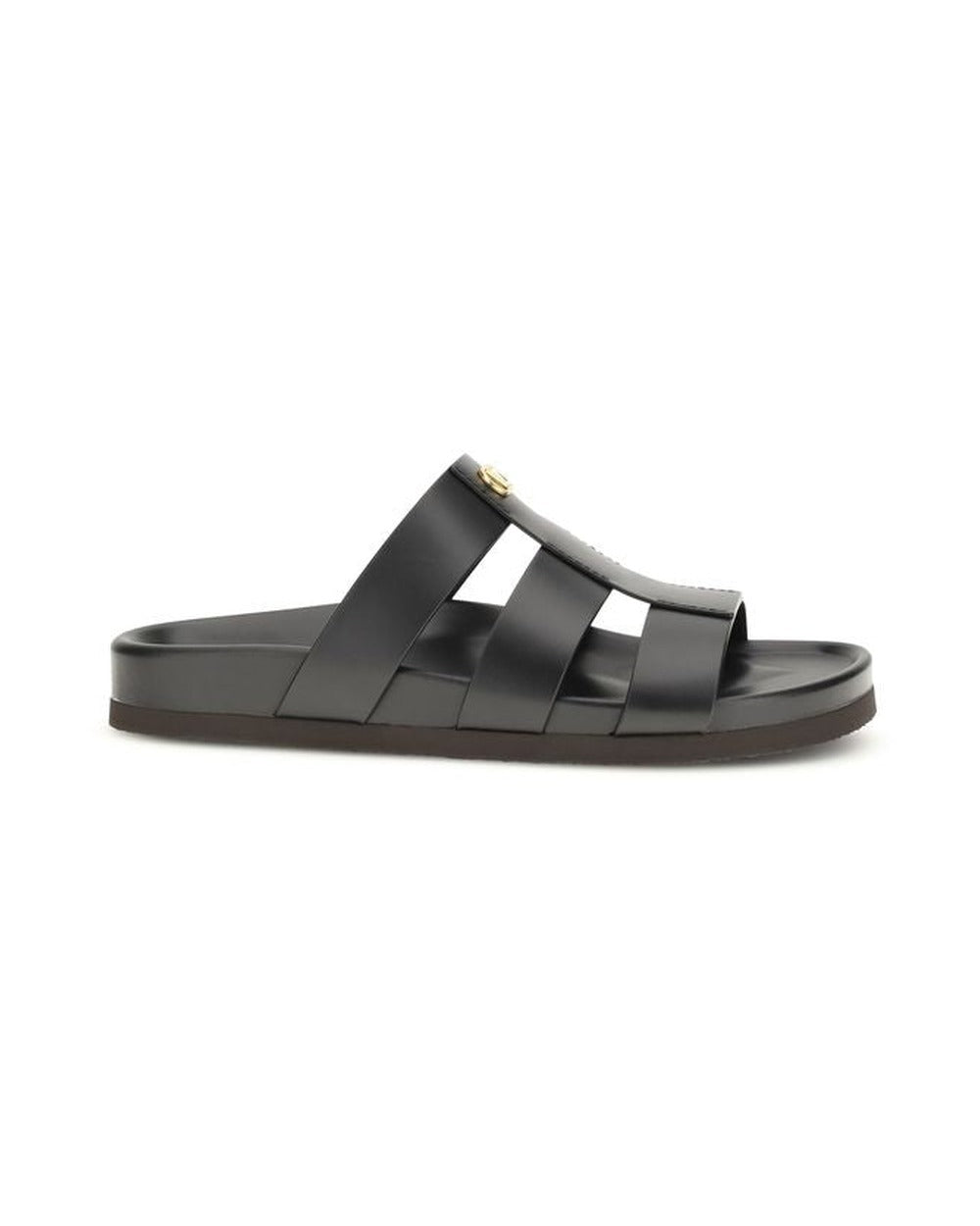 Valentino Garavani Black Calf Leather Bos Taurus Sandals
