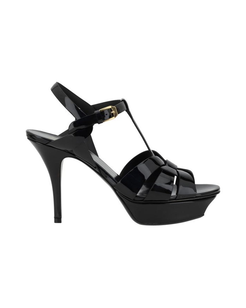 Saint Laurent Black Calf Leather Bos Taurus Stiletto Heel Sandals