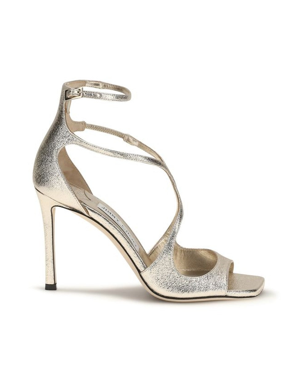 Jimmy Choo Gold Calf Leather Bos Taurus Stiletto Heel Sandals