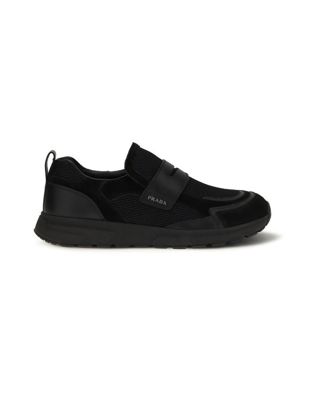 Prada Black Calf Leather Bos Taurus Athletic Sneakers