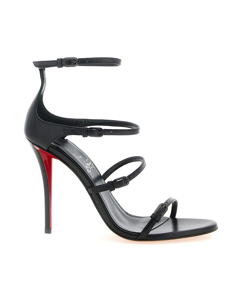 Christian Louboutin Black Goatskin Stiletto Heel Sandals