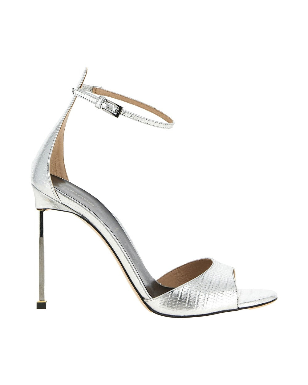 Tom Ford Silver Leather Stiletto Heel Sandals