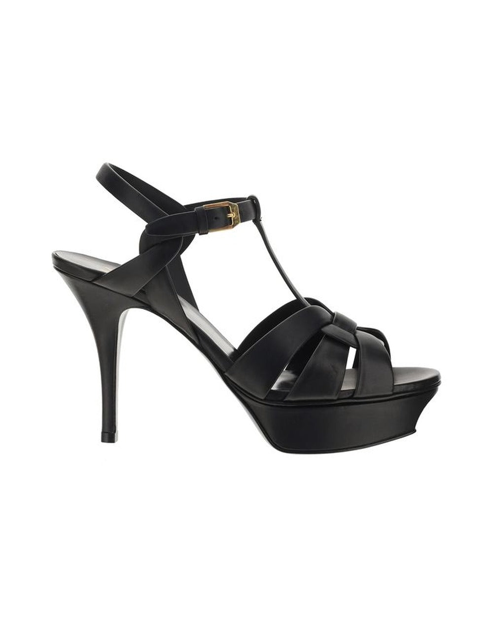 Saint Laurent Black Calf Leather Bos Taurus Platform Sandals