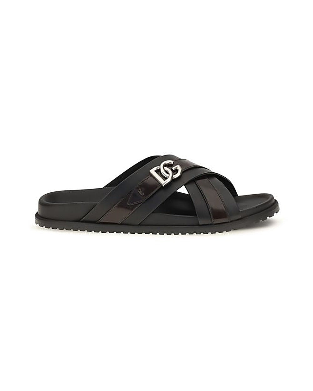 Dolce & Gabbana Black Calf Leather Bos Taurus Sandals