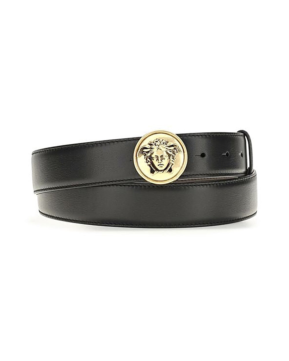 Versace Black Calf Leather Bos Taurus Regular Belt