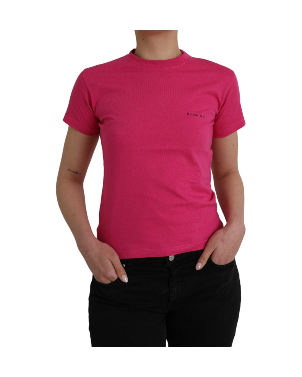 Balenciaga Pink Cotton Crew Neck Short Sleeves Tee T-shirt